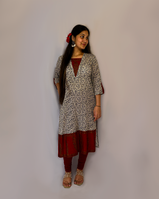 Gulabo: Black and Red A-Line Kurta