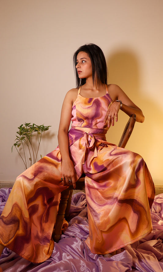 Aria: Cotton Satin Wrap-Around Jumpsuit