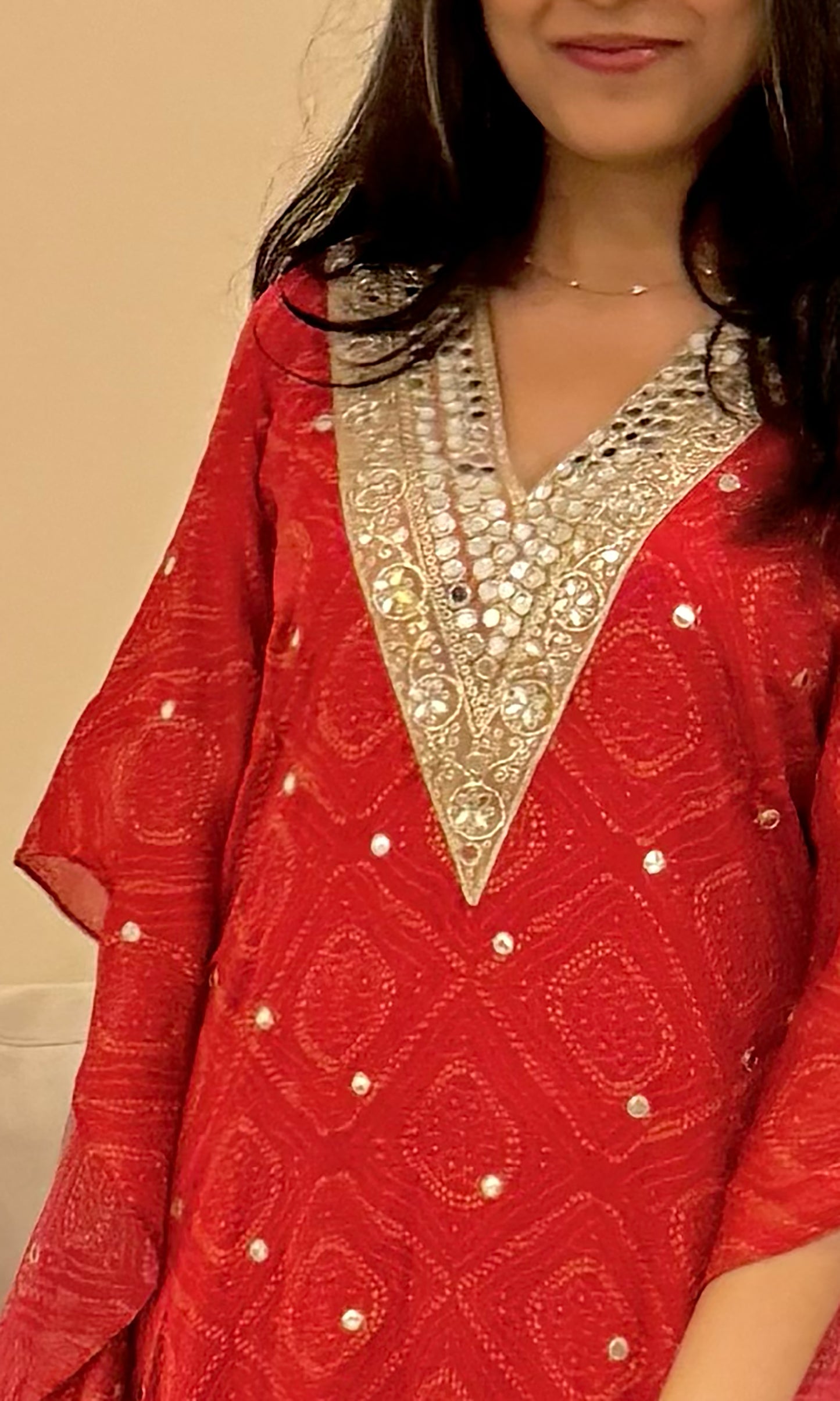 Zohra: Bandhni Georgette Kaftan Dress