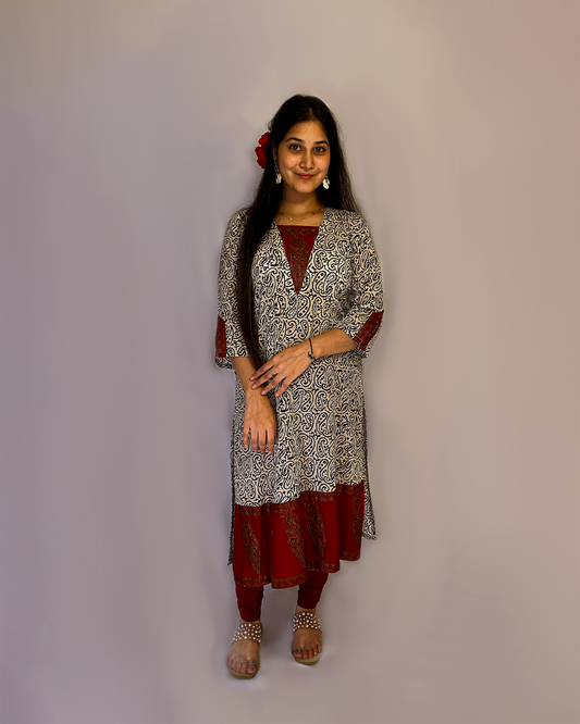 Gulabo: Black and Red A-Line Kurta