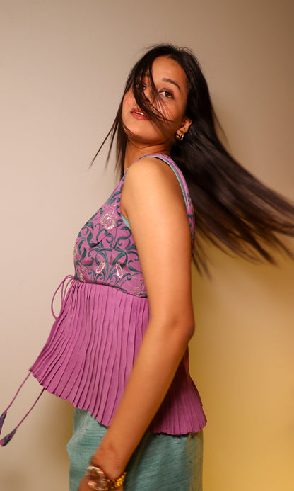 Jasmine- Teal Co-Ord Set with Embroidered Peplum Jacket (Set of 3)