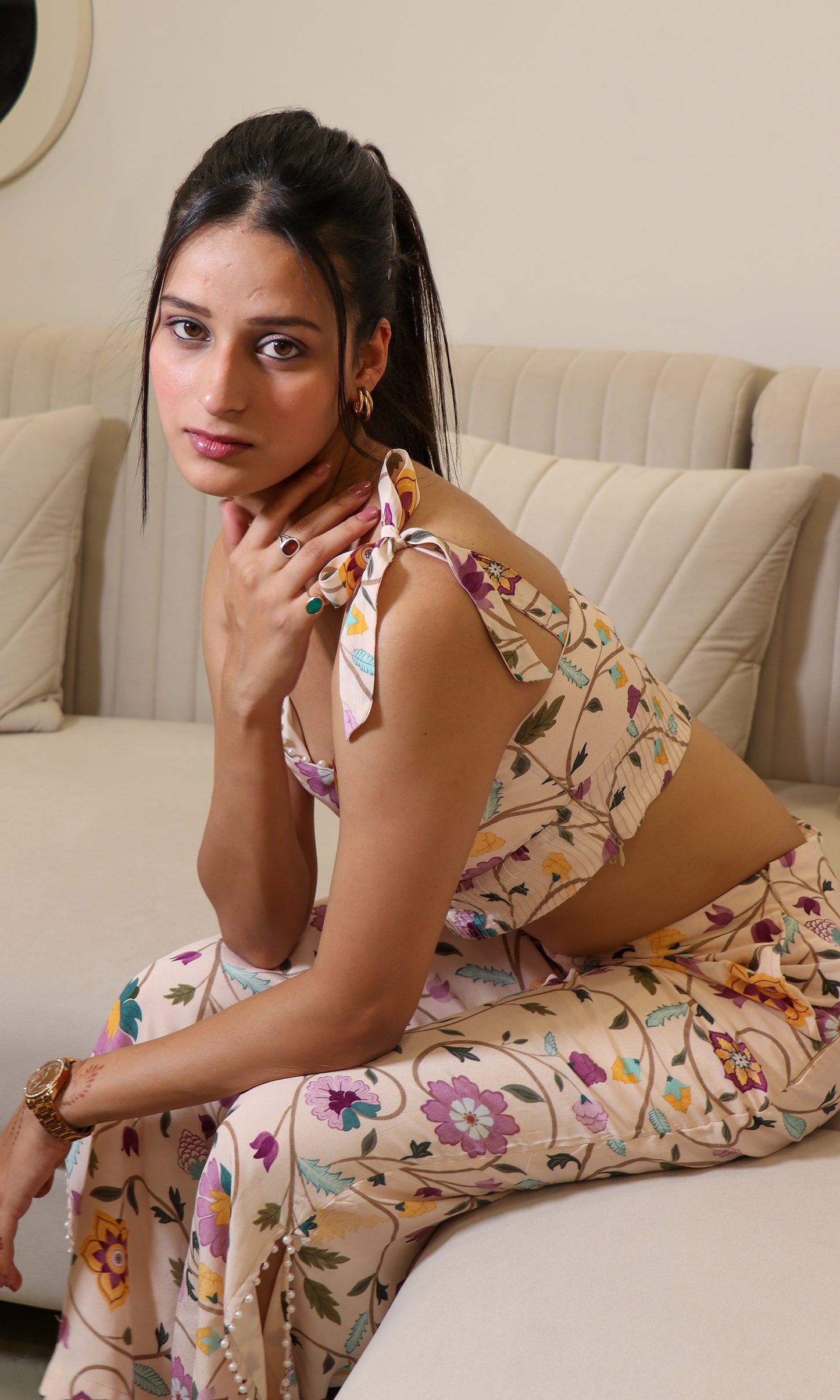 Ella: Digitally Printed Floral Co-Ord Set (Set of 2)