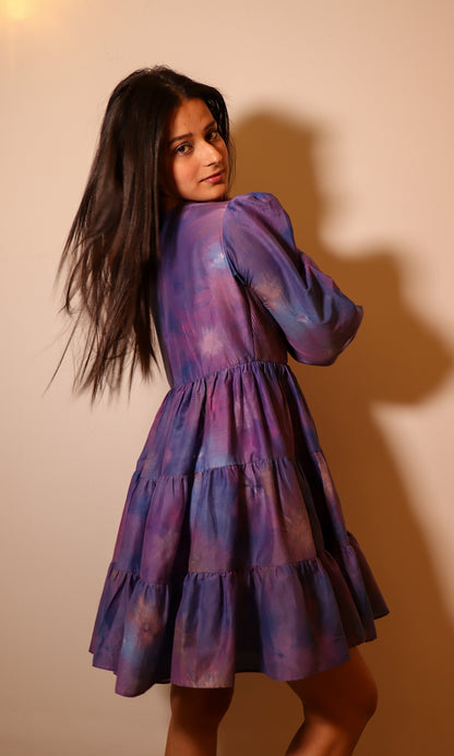 Rosie: Purple Corded Frill Dress