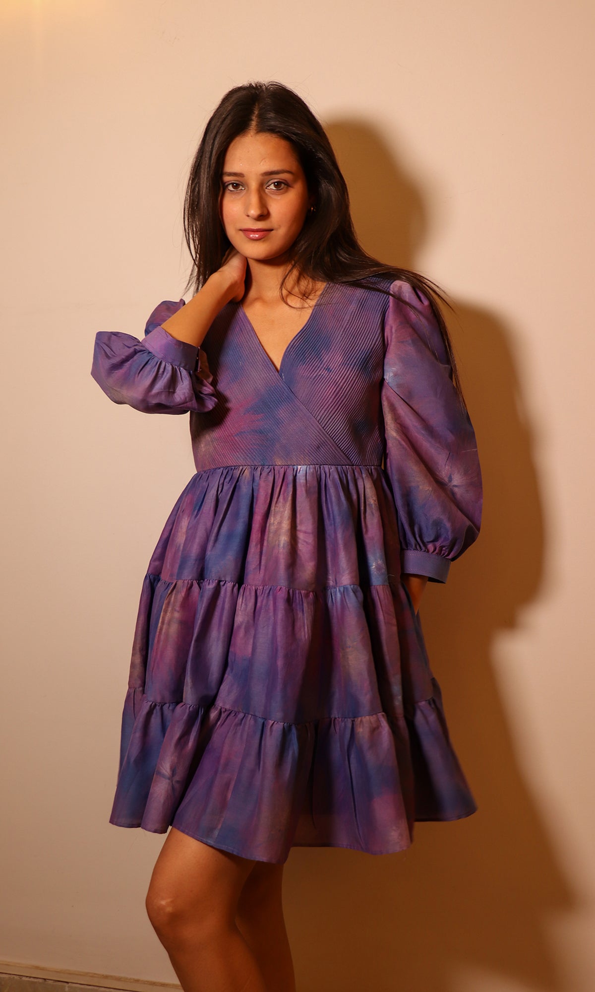 Rosie: Purple Corded Frill Dress