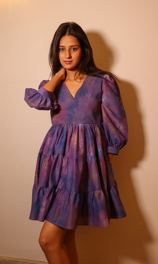 Rosie: Purple Corded Frill Dress
