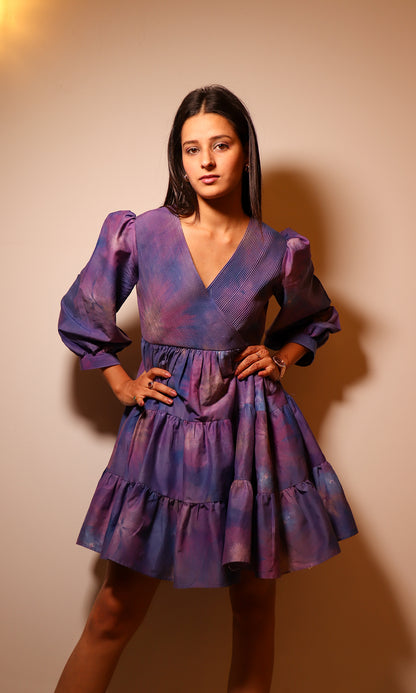 Rosie: Purple Corded Frill Dress