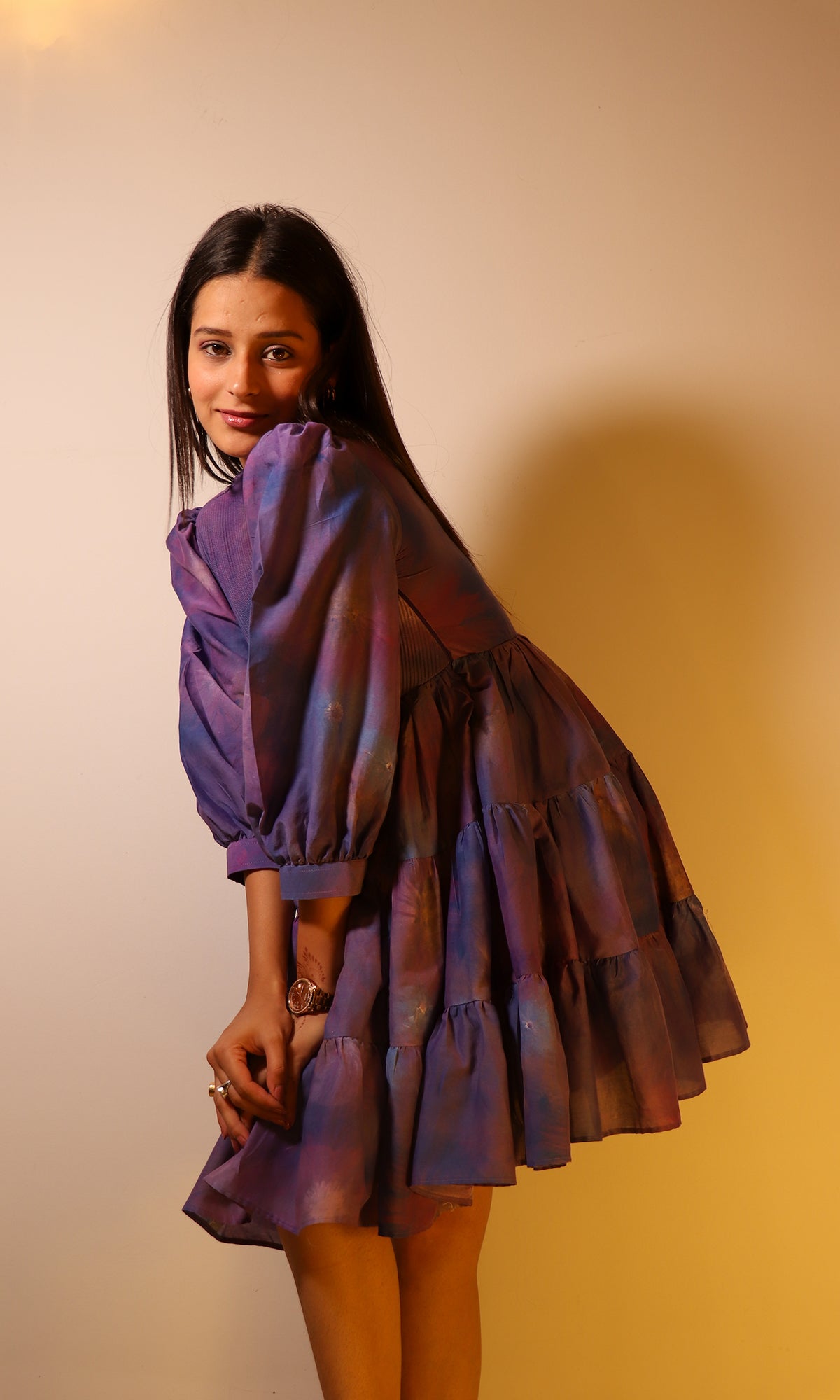 Rosie: Purple Corded Frill Dress