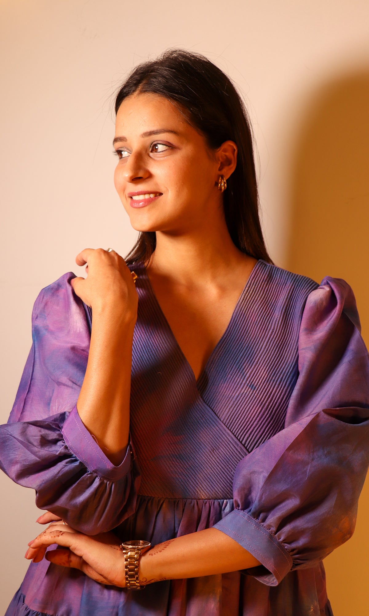 Rosie: Purple Corded Frill Dress