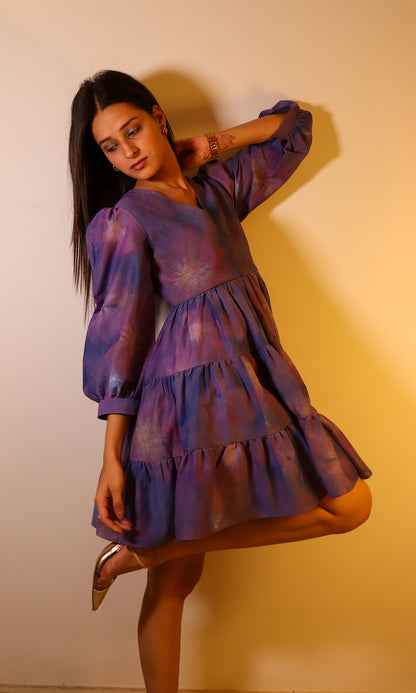 Rosie: Purple Corded Frill Dress