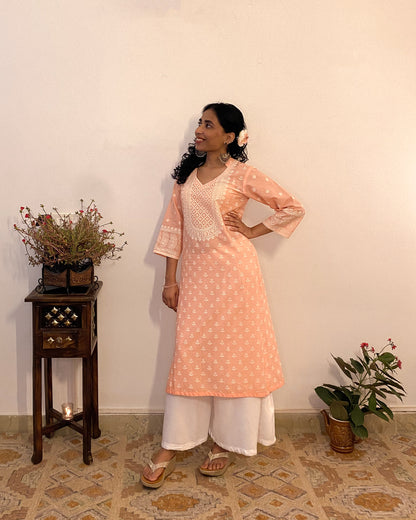 Pari: Powder Blue Digital Printed A-Line Kurta