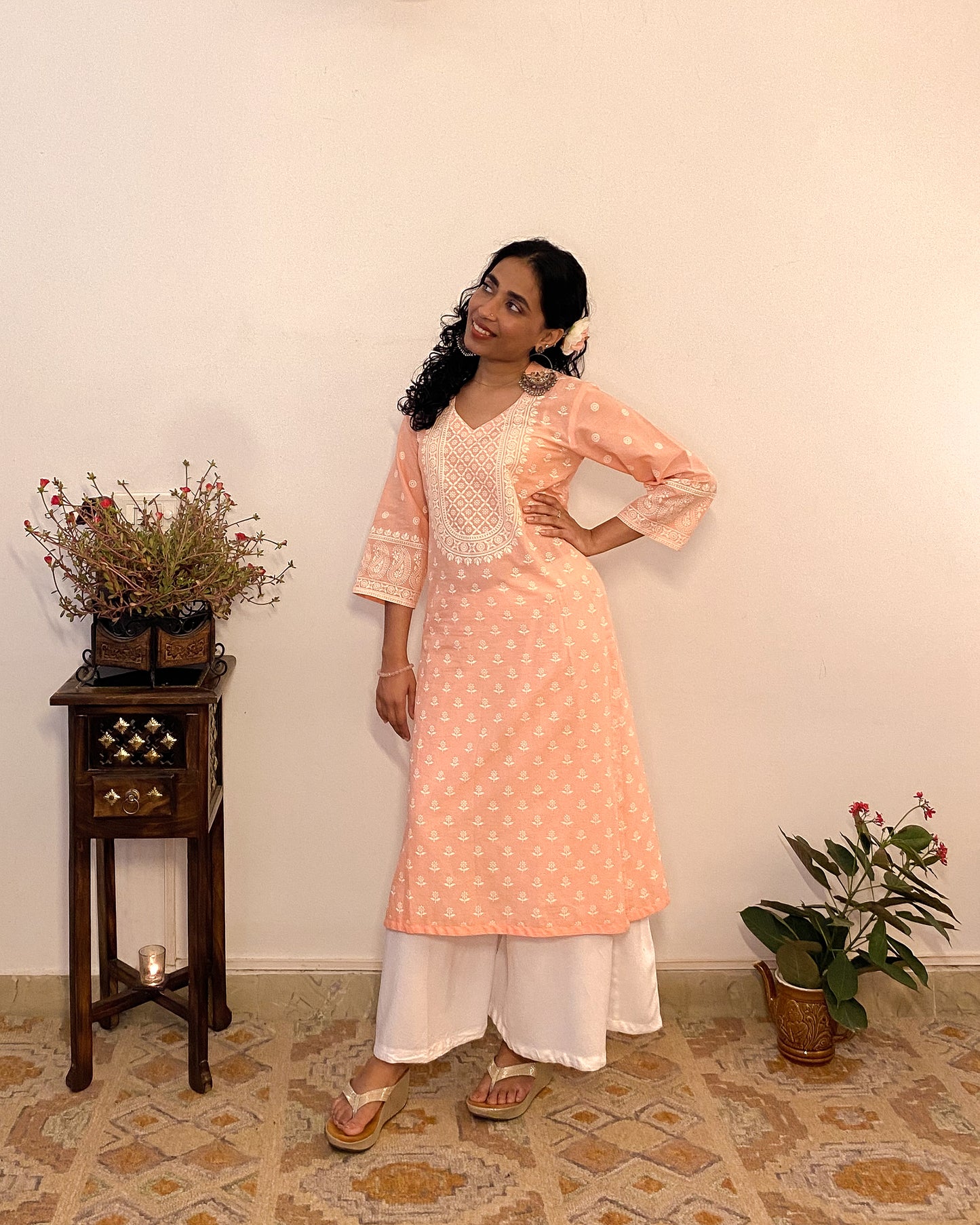 Pari: Powder Blue Digital Printed A-Line Kurta