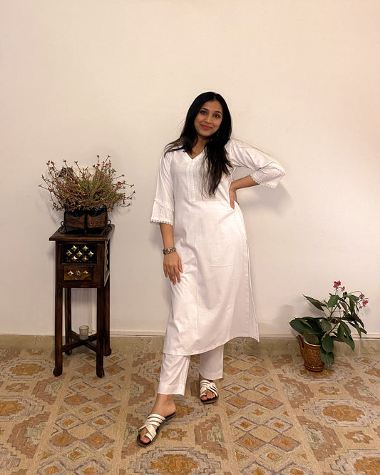 Inaya: White A-Line Kurta
