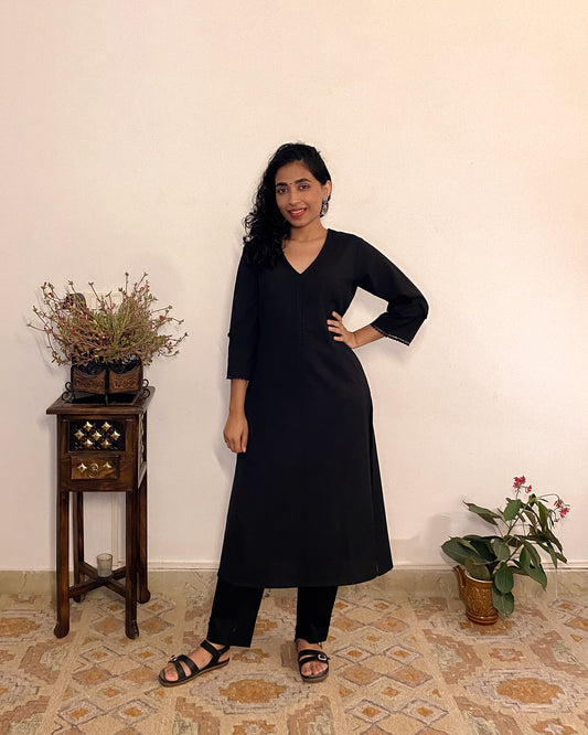 Inaya: Black A-Line Kurta