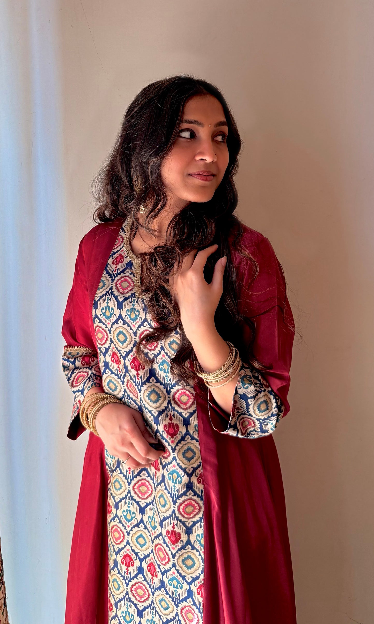 Zeba: Midnight Blue Kalidar Kurta with Pants and Dupatta (Set of 2)