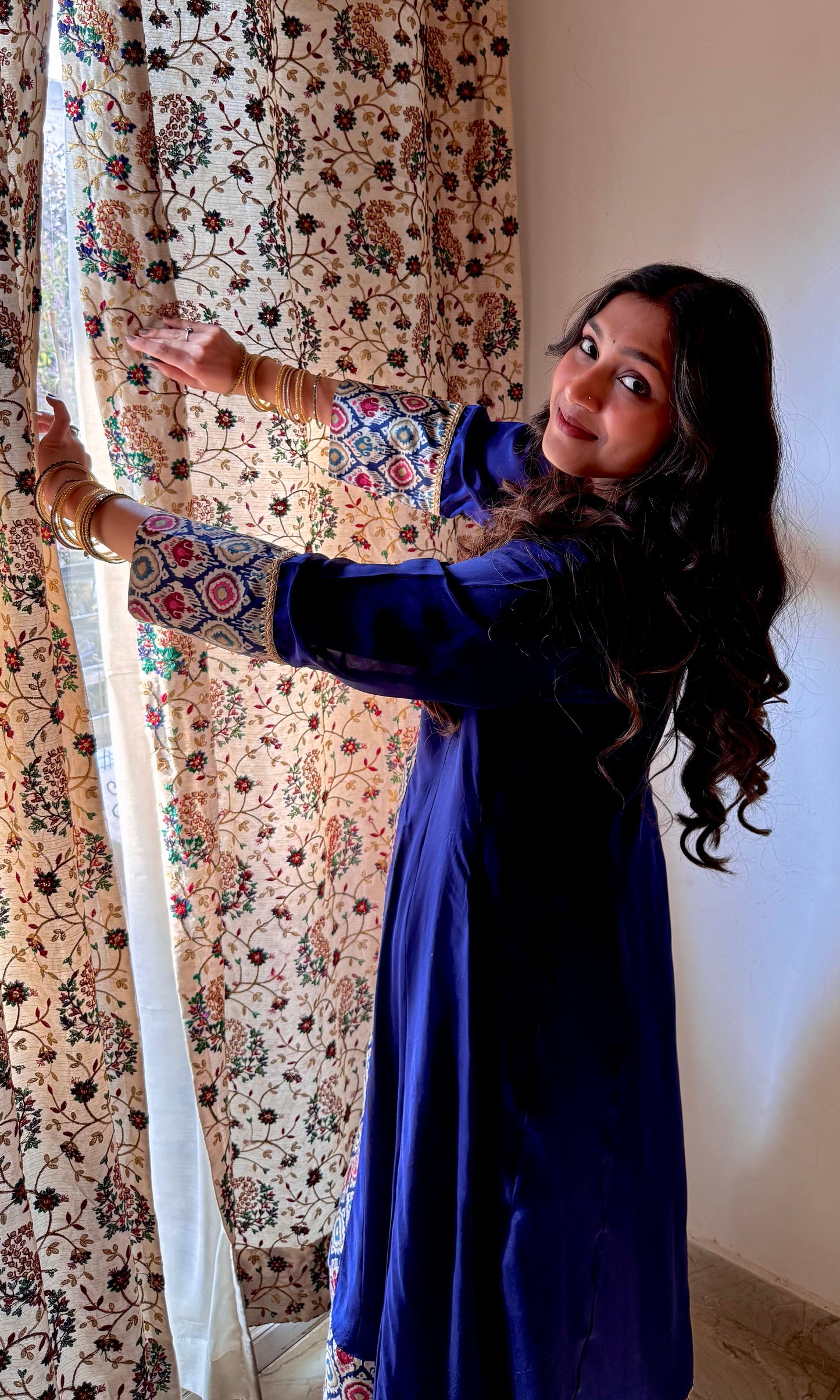 Zeba: Maroon Kalidar Kurta with Pants and Dupatta (Set of 2)