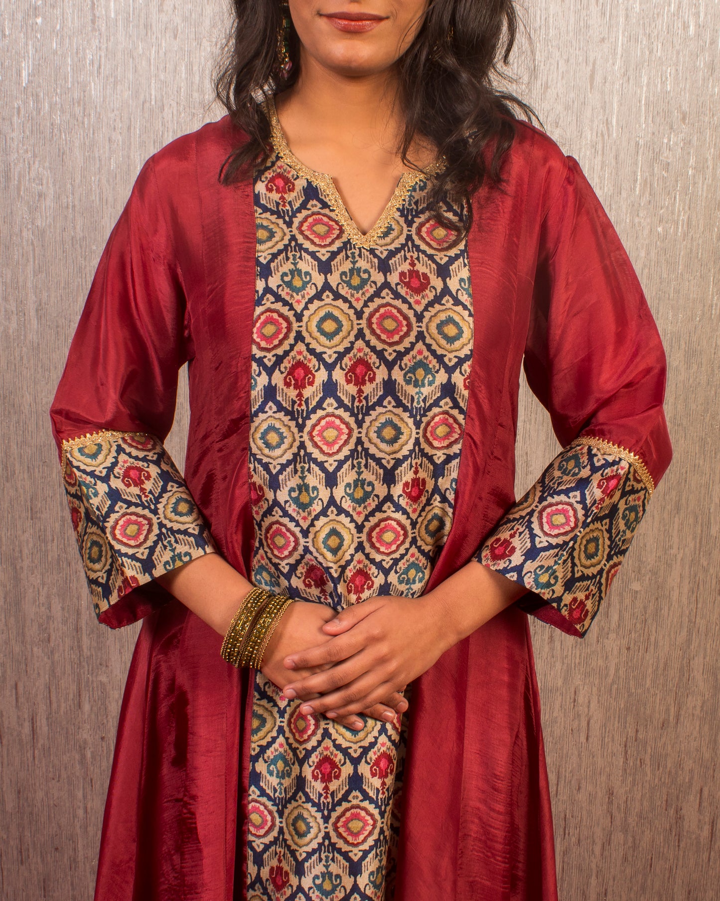 Zeba: Midnight Blue Kalidar Kurta with Pants and Dupatta (Set of 2)