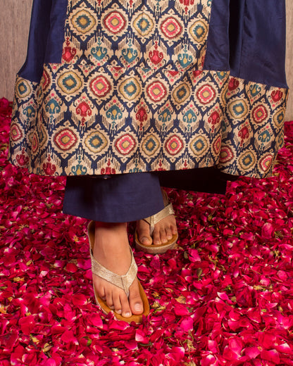 Zeba: Midnight Blue Kalidar Kurta with Pants and Dupatta (Set of 2)